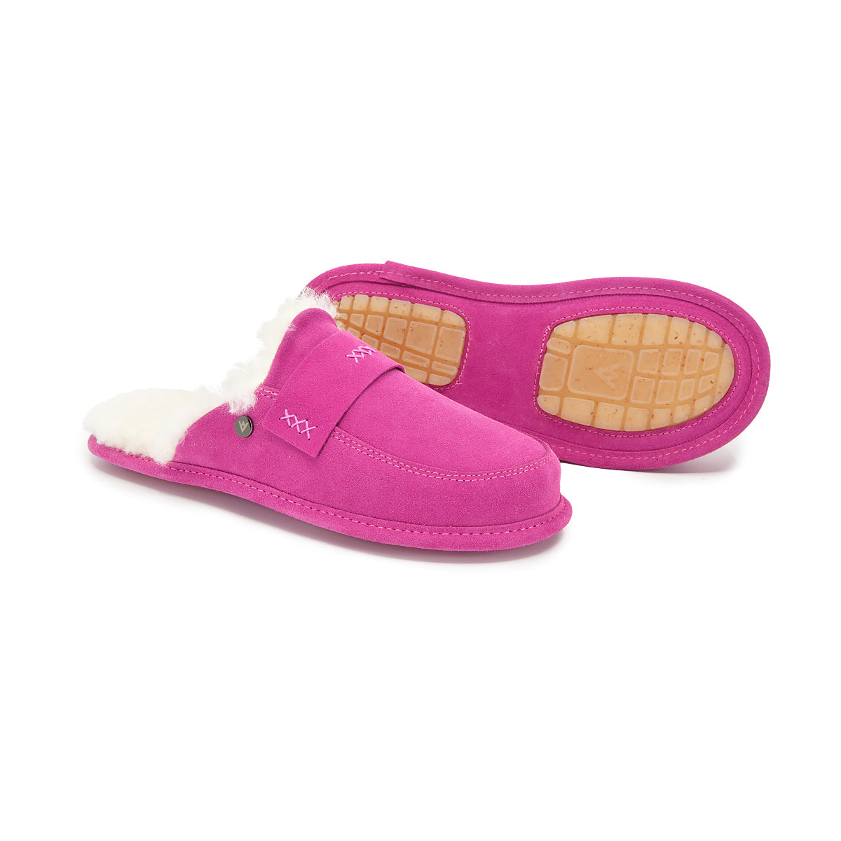 ABBY PINK-WHITE women's sheepskin slippers