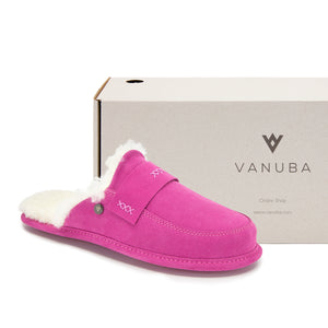 ABBY PINK-WHITE women's sheepskin slippers